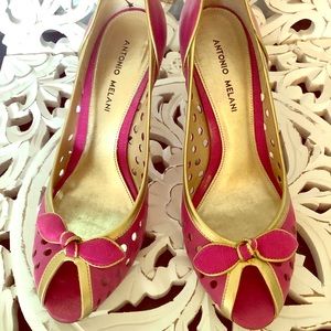 Pink and Gold Antonio Melani heels sz9.